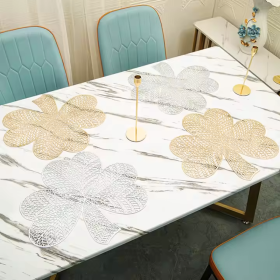 Сервировочная салфетка под горячее фигурная 41х38 см, коврик сервировочный серебристый набор 2 шт Каменец-Подольский