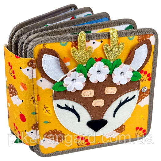 Фетрова книга-бізіборд розвиваюча "Оленя" C 69029 (шнурівка, сортер, елементи на липучках) Хмельницький - фото 6