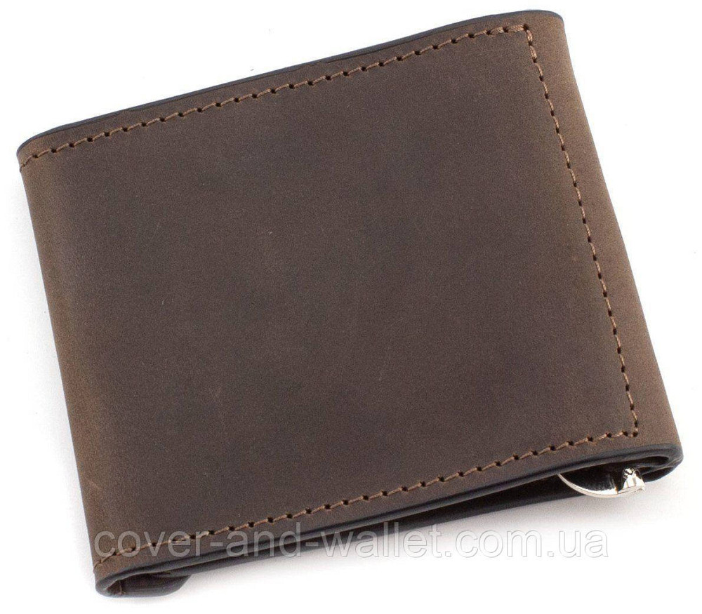 Коричневий затиск для грошей ручної роботи на магніті Grande Pelle Soldi Київ - фото 5