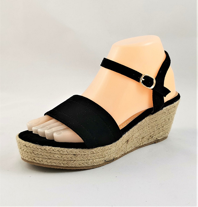 Жіночі Сандалі Босоніжки на Танкетці Платформа Чорні Літні (розміри: 37,38,39,40) — 32 Дніпро - фото 5