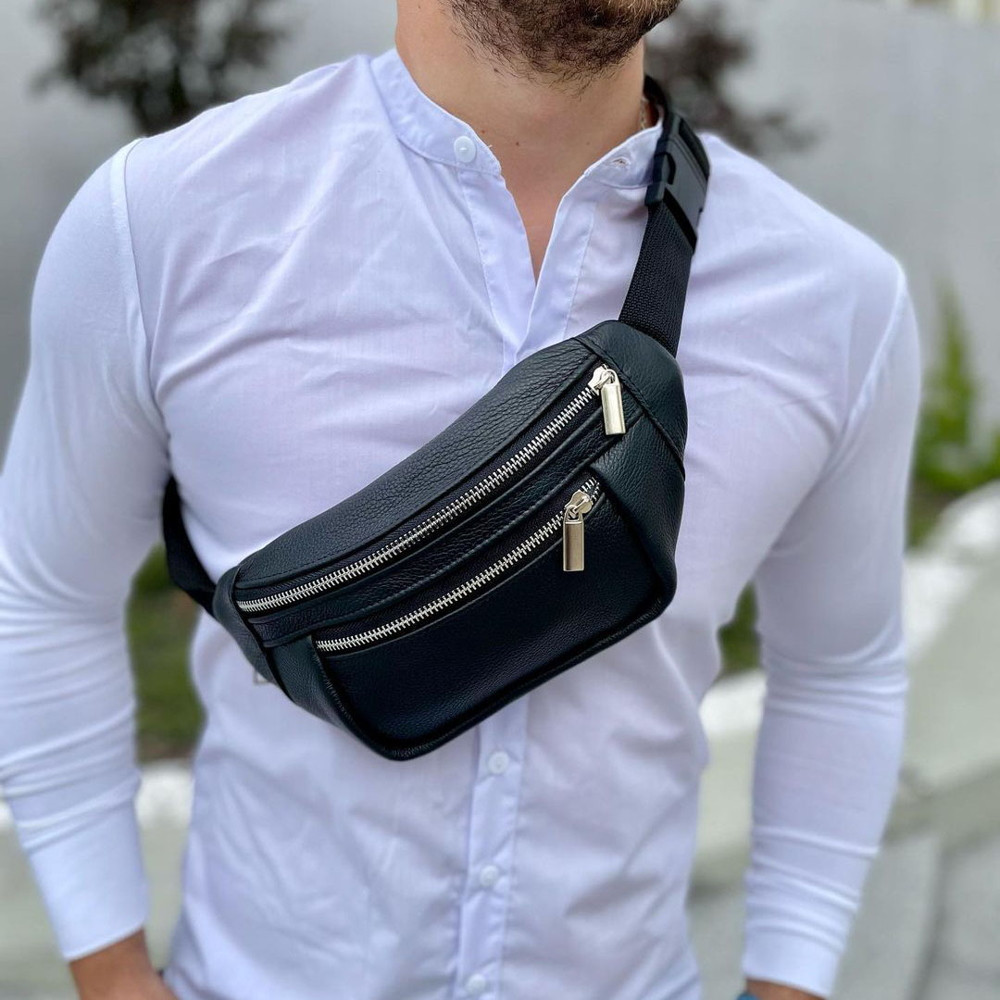 Сумка бананка чоловіча через плече шкіра, Бананка універсальна Шкіряна сумка на груди KO-66 Львів - фото 3