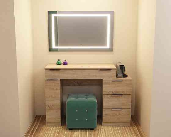 Стол туалетный Трюмо Кристалл, Дуб Сонома, 1200/452/847 Львов