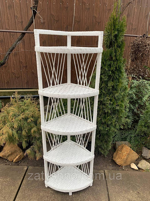 Этажерка плетеная белая угловая Киев - изображение 2