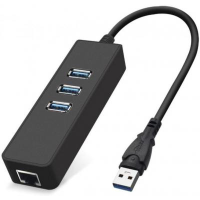 Концентратор Dynamode USB 3.0 Type-A - RJ45 Gigabit Lan, 3*USB 3.0 (USB3.0-Type-A-RJ45-HUB3) Вінниця - фото 1