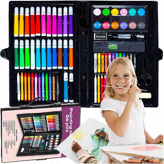 Набор для рисования 86 элементов в чемодане карандаши и фломастеры Maaleo (9173) Нововолынск