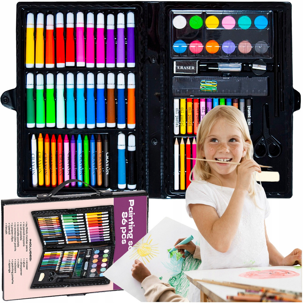 Набір для малювання з 86 елементами у валізі: олівці та фломастери Maaleo (9173) Нововолинськ - фото 1