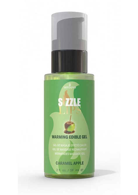 Зігрівальний масажний гель Sensuva Sizzle Lips Caramel Apple (59 мл), без цукру, їстівний Sex Aura Київ - фото 1