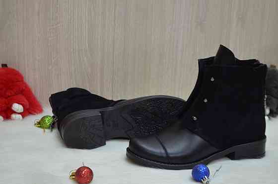 Черевики жіночі M.KRAFT чорні кожа+замш зима висота 13см подошва 3,5см 36р. 40р. (2205) Коломыя