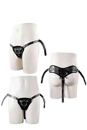 Трусики для страпону з 2 кільцями STRAPON BLACK PU HARNESS WITH TWO RINGS Sex Aura Київ