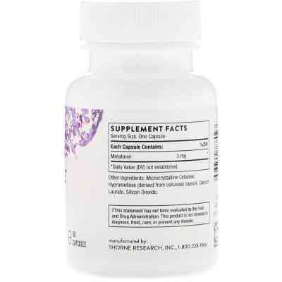 Аминокислота Thorne Research Мелатонин-3, Melaton-3, 60 капсул (THR-78802) Винница