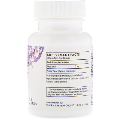 Аминокислота Thorne Research Мелатонин-3, Melaton-3, 60 капсул (THR-78802) Винница - изображение 2