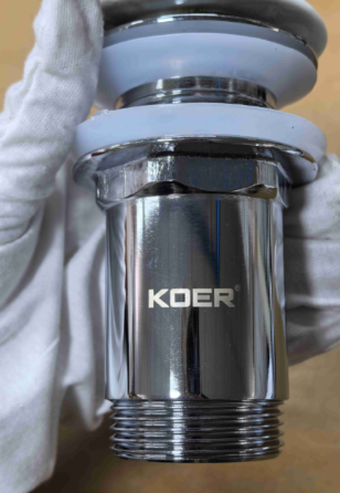 Донный клапан для раковины Koer PW-08-11 1 1/4'' без перелива автоматический СLICK-СLACK (Белая керам.накл) (KR5788) Киев