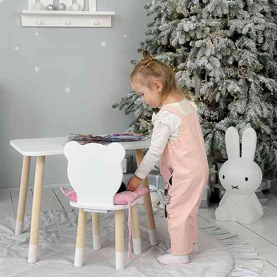 Стіл прямокутний 46х60х45 і стілець медвежа 26х26х24, столик та стільчик в дитячу, білий Київ