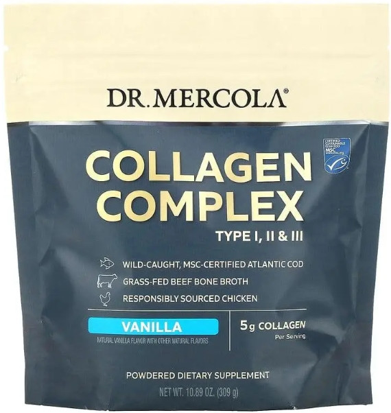 Колагеновий комплекс типів l, ll та lll Dr. Mercola Collagen Complex 5 г 309 грамм ваниль Київ - фото 1