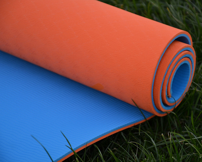 Коврик для йоги та фітнесу U-POWEX TPE Yoga mat Orange/Blue (183х61х0.6) Кам'янське - фото 7