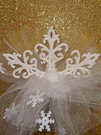 Обруч на новый год снежинка белая с фатином one size ручная работа белый Киев