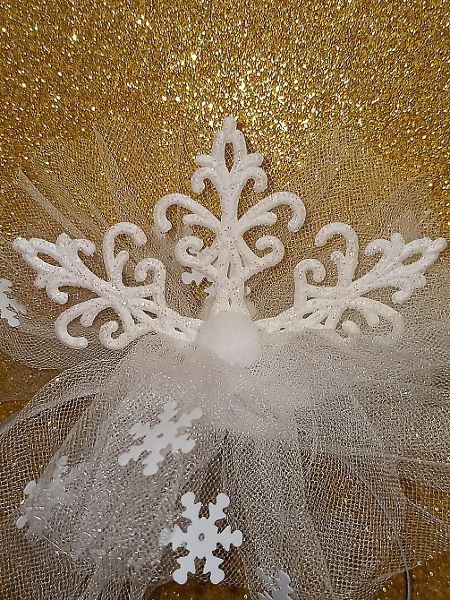 Обруч на новый год снежинка белая с фатином one size ручная работа белый Киев - изображение 2