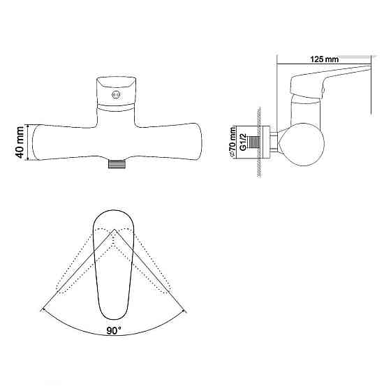 Змішувач для душу RJ BUTTERFLY з душовим гарнітуром (RBZ074-5) Київ