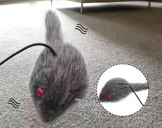 Игрушка навесная дразнилка Мышь для кота 20 см серый Киев