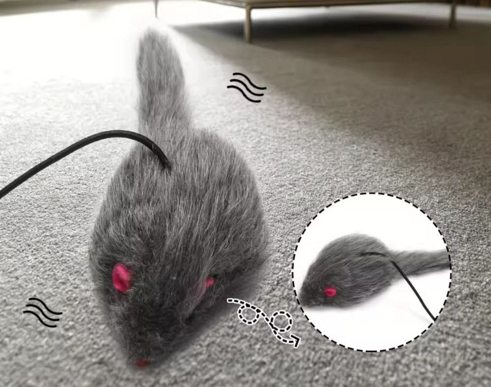 Игрушка навесная дразнилка Мышь для кота 20 см серый Киев - изображение 6