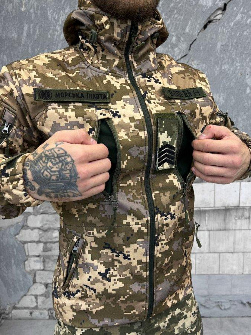 Тактична куртка SoftShell софтшел пиксель легка XXL Одеса - фото 5