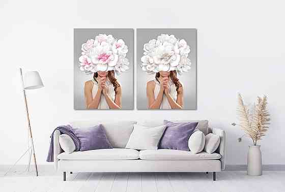 Модульная картина в гостиную / спальню   Дівчина в ніжних  квітах  TLV-2_061 Київ