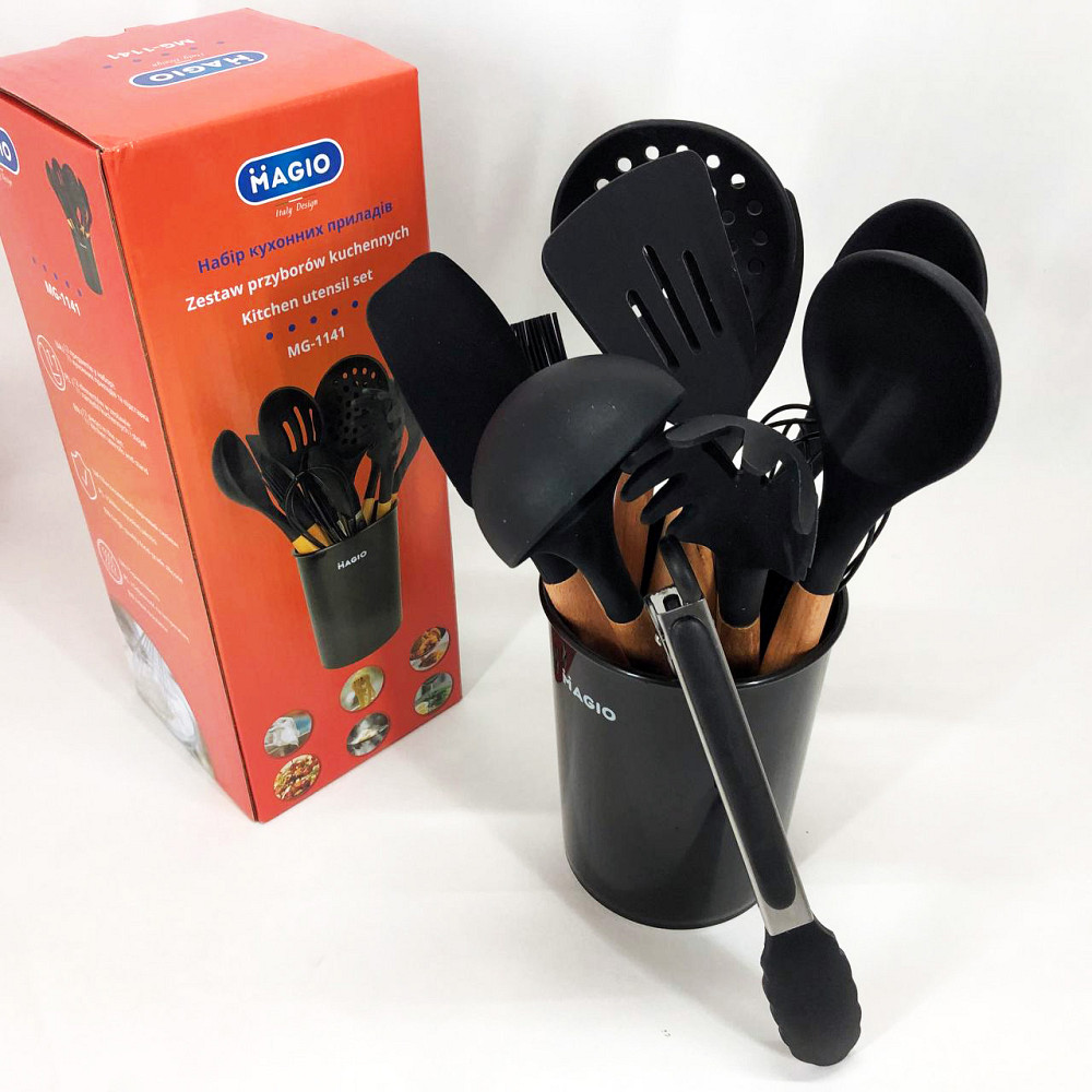 Нейлонове кухонне начиння Magio, Набір кухонний на стійці, Силіконові аксесуари для кухні GJ-15 Івано-Франківськ - фото 10