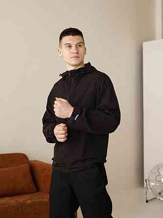 Чоловіча чорна вітрівка. Куртка-вітрівка демісезонна легка з кишенями Pobedov Neon Київ