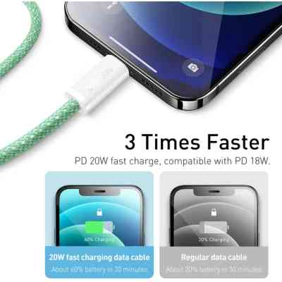 Дата кабель USB-C to Lightning 2.0m 20W green Baseus (CALD000106) Вінниця