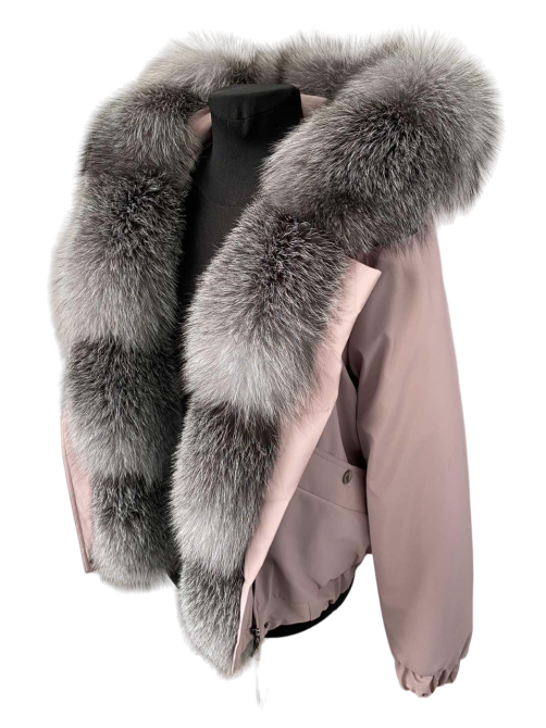 Бомбер женский с мехом блюфрост Пудровый 48 Харьков - изображение 4