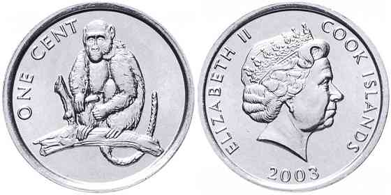 1цент 2003 Острів Кука — Мавпа UNC Полтава