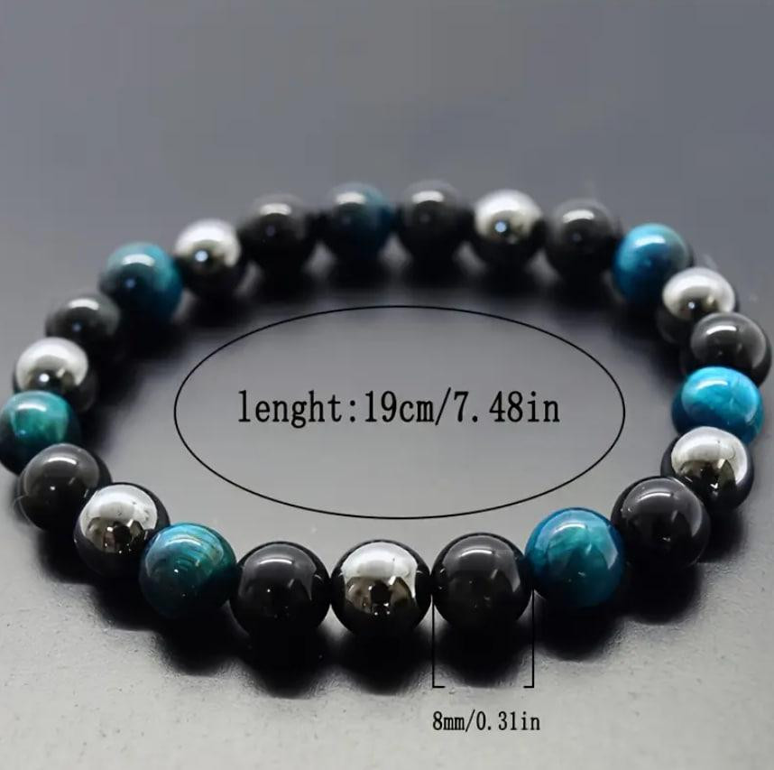 Браслет из натуральных камней “Тройная защита” – тигровый глаз, обсидиан, гематит Киев - изображение 4