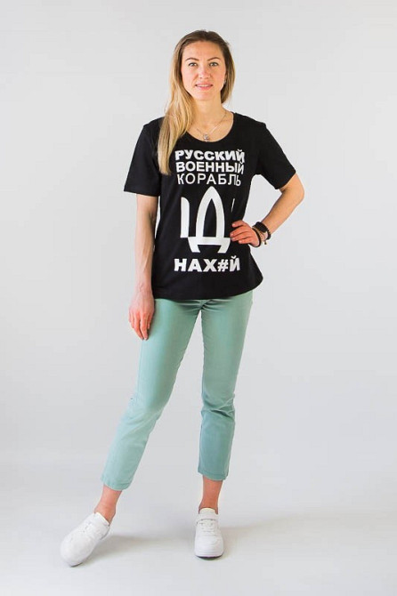 Футболка женская патриотическая 44-46 черно-белый Киев - изображение 3