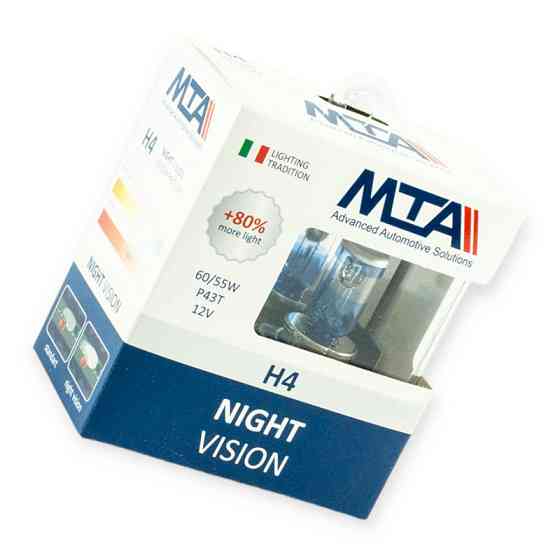 Автолампа 12V 60, 55 (43) MTA Night Vision 80% (2шт) H4 Мукачево