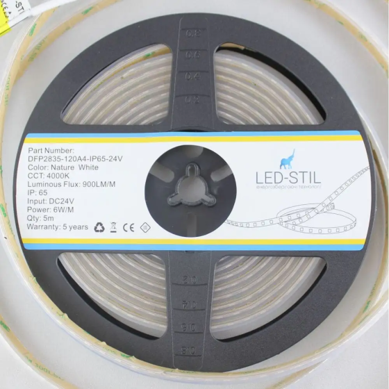 LED-STIL LED стрічка LED-STIL 4000K, 6W, 2835, 120шт, IP65, 24V, 900LM. Коломия