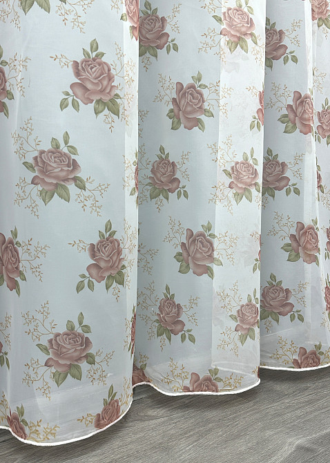 Тюль шифоновая с принтом цвет белый с пудровым 1808т Киев - изображение 7