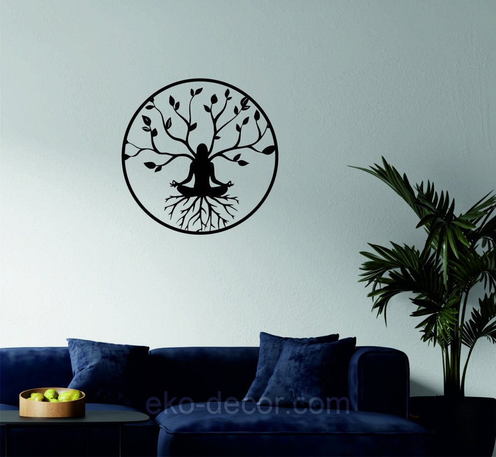 Декоративне настінне 3D Панно «ЙОГА» Декор на стіну з об'ємом 90*90 см, Чорний Київ - фото 2