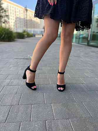 L&M Босоніжки жіночі чорні L&M F52-1 літні, еко-замша / Модні босоніжки на підборах р. 36-40 Коломыя