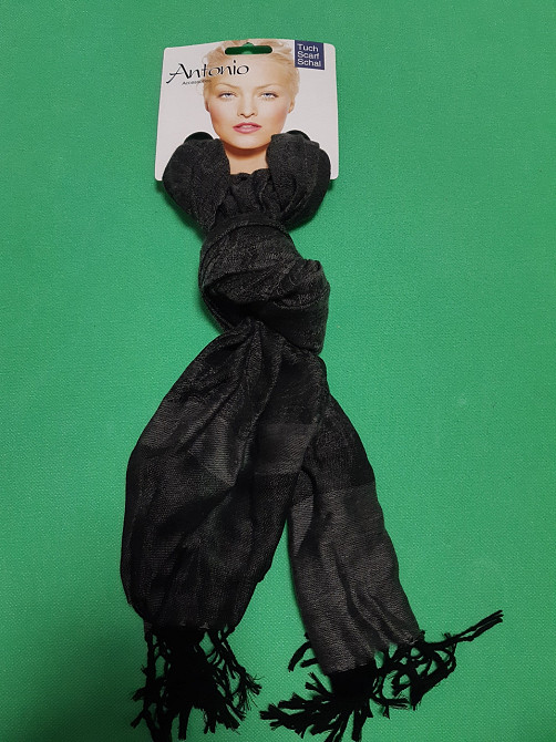 Шарф серый женский темный - размер шарфа приблизительно 160*60см, 100% полиэстер Киев - изображение 3