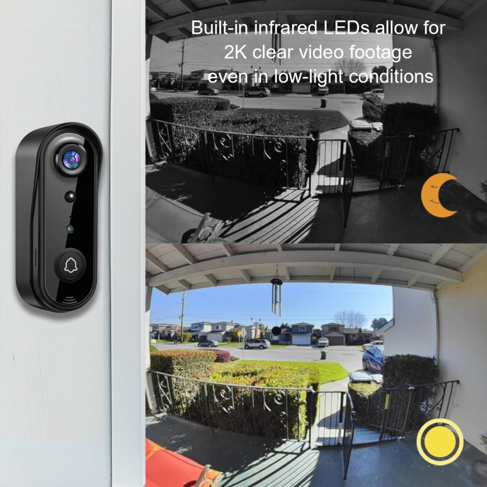 Уцінка! Розумний Wi-Fi відеодзвінок EUDIC 2K 3MP, PIR-датчик руху, нічне бачення, двосторонній зв'язок, IP66, без пульта Київ - фото 19