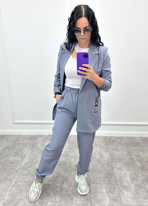 Жіночий повсякденний костюм "Altera" оптом | Норма і батал | Розпродаж моделі Сірий, 50-52 Київ - фото 3