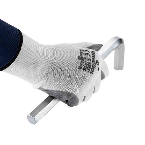 Рукавичка трикотажна з сірим нітриловим покриттям долоні, синтетична, червона,10