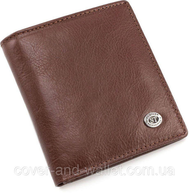 Маленький кожаный кошелек вертикального типа коричневого цвета ST Киев - изображение 1
