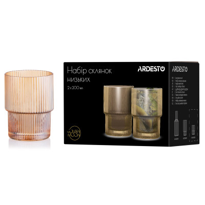 Набор стаканов Ardesto 200мл, 2шт, скло, золотистий (AR2620GG) Винница - изображение 6