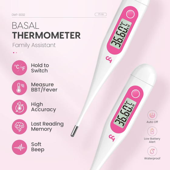 Базальный термометр Vinca Lite Femometer для мониторинга фертильности и овуляции, цифровой, без Bluetooth, розовый Киев
