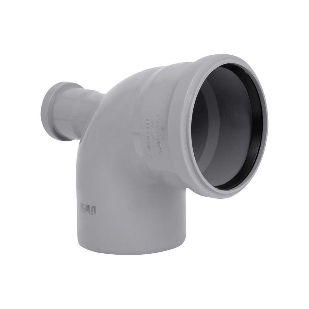 Коліно каналізаційне з відведенням TA Sewage 50х110х110, 90° (назад) Київ - фото 1