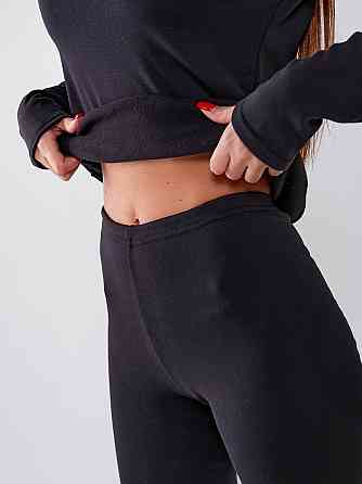 Жіноча повсякденна термобілизна хб джерсі на флісі Чорний, XXL-XXXL Одеса