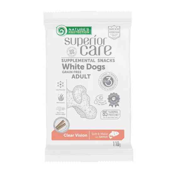 Nature's Protection Superior Care White Dogs Clear Vision Беззернові ласощі для дорослих собак із білим забарвленням з лососем, 110 г Киев