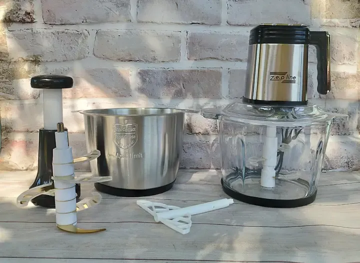 Измельчитель кухонный Zepline ZP-00219 комплект с 2 чашами стекло и металлическая 3.2 л чоппер 3000 Вт Коломыя - изображение 2
