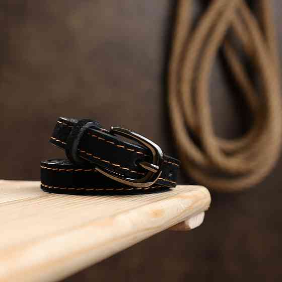 Замшевий жіночий ремінь Чорний (Vintage) Київ